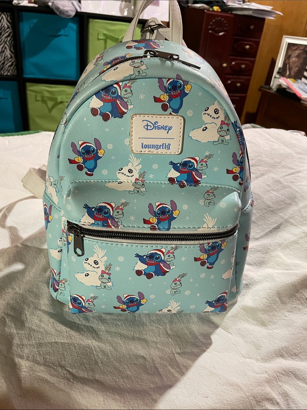Loungefly Disney Stitch Winter Print Mini Backpack - Light Blue